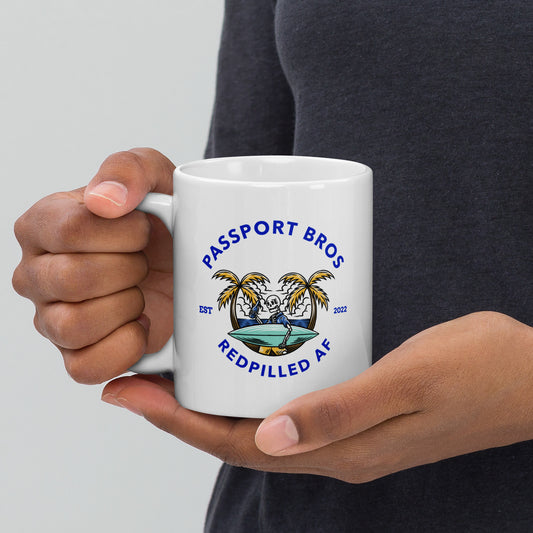 Passport Bros Surf White glossy mug