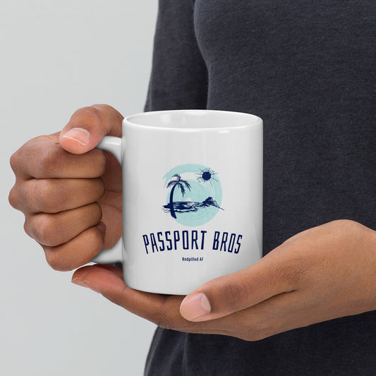 Passport Bros White glossy mug